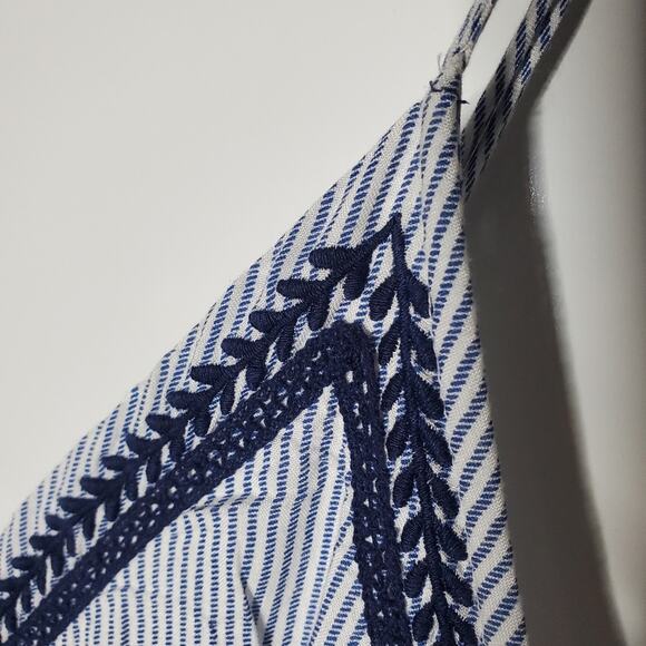 Japna Blue & white Striped wide leg eembrooired jumper Size Large - Picture 10 of 10